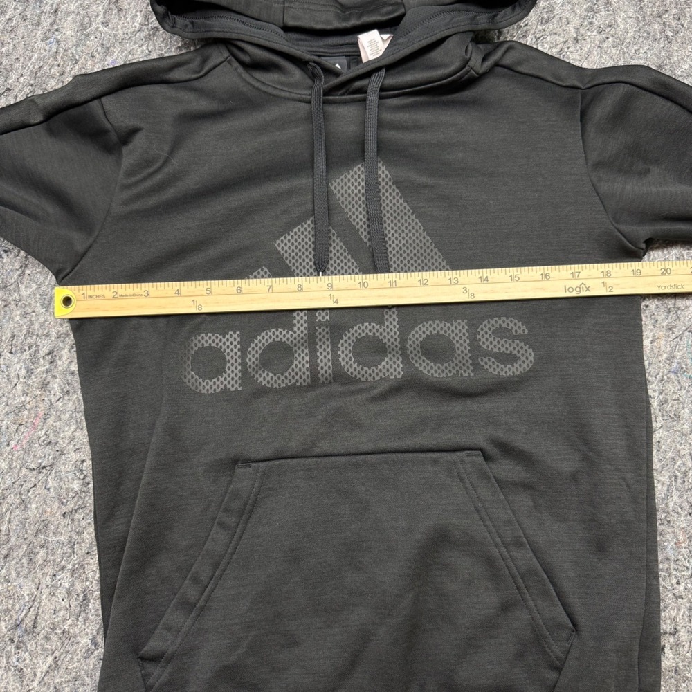 Adidas Mens Black Performance Fleece Logo‎ Hoodie Sweatshirt Small BQ8760 - Picture 3 of 10